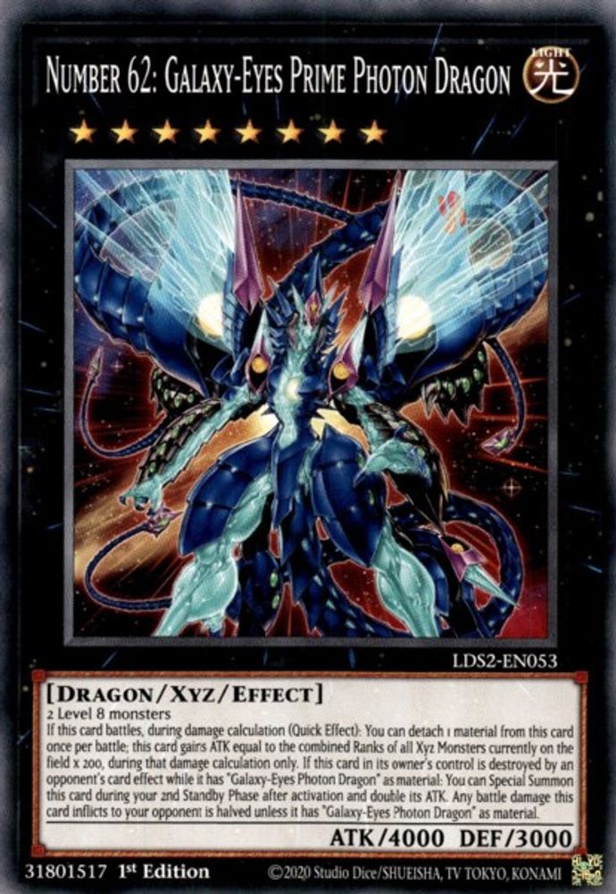 LDS2-EN053 * Number 62: Galaxy-Eyes Prime Photon Dragon * Common * Legendary Duelists: Season 2