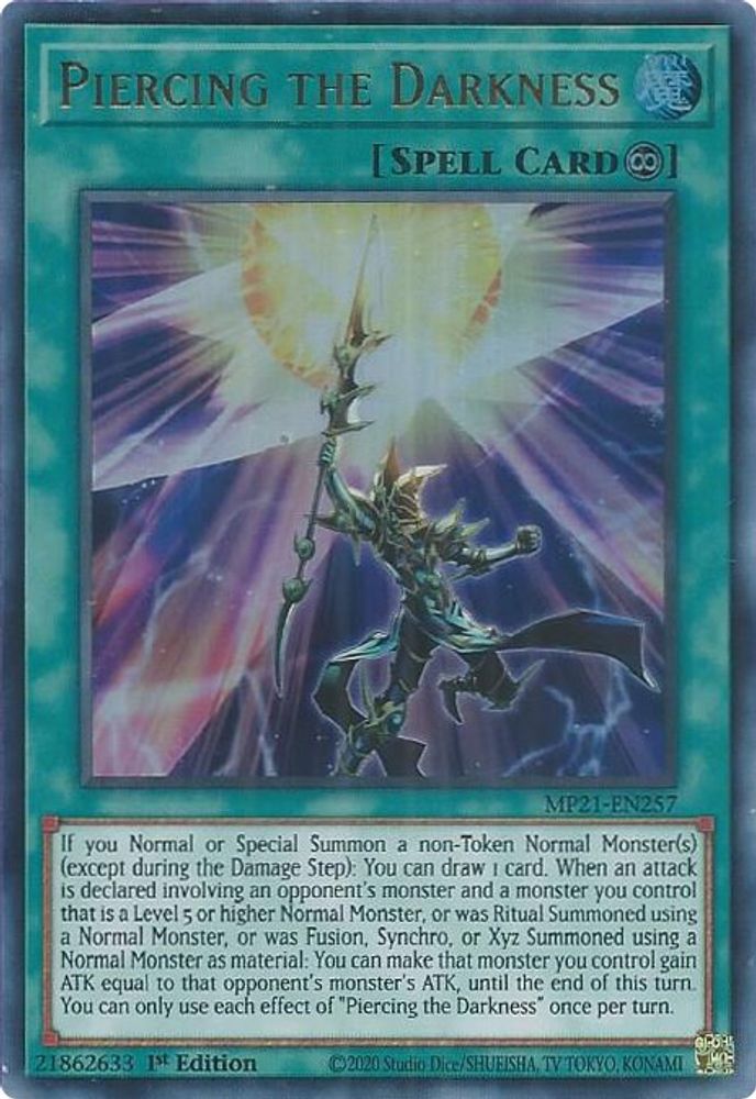 MP21-EN257 * Piercing the Darkness * Ultra Rare * 2021 Tin of Ancient Battles