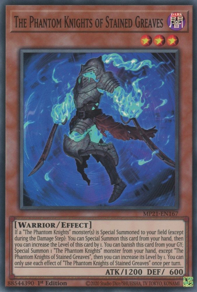 MP21-EN167 * The Phantom Knights of Stained Greaves * Super Rare * 2021 Tin of Ancient Battles