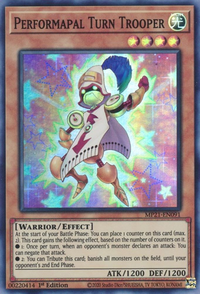 MP21-EN091 * Performapal Turn Trooper * Super Rare * 2021 Tin of Ancient Battles