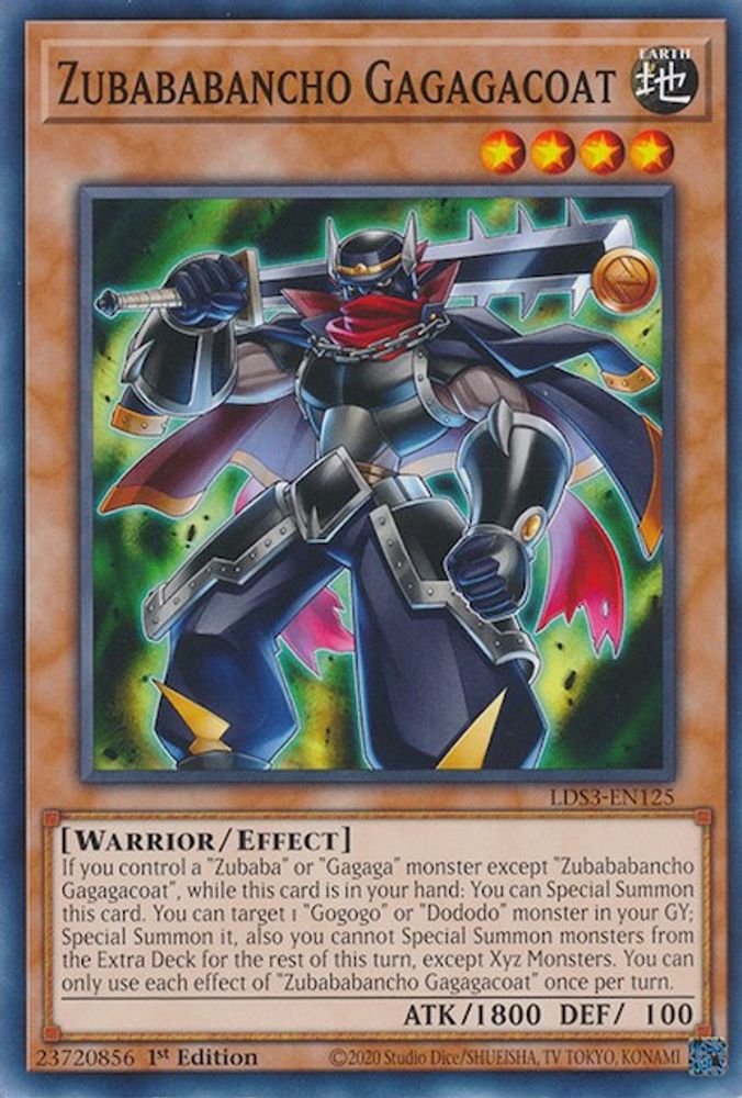 LDS3-EN125 * Zubababancho Gagagacoat * Common * Legendary Duelists: Season 3