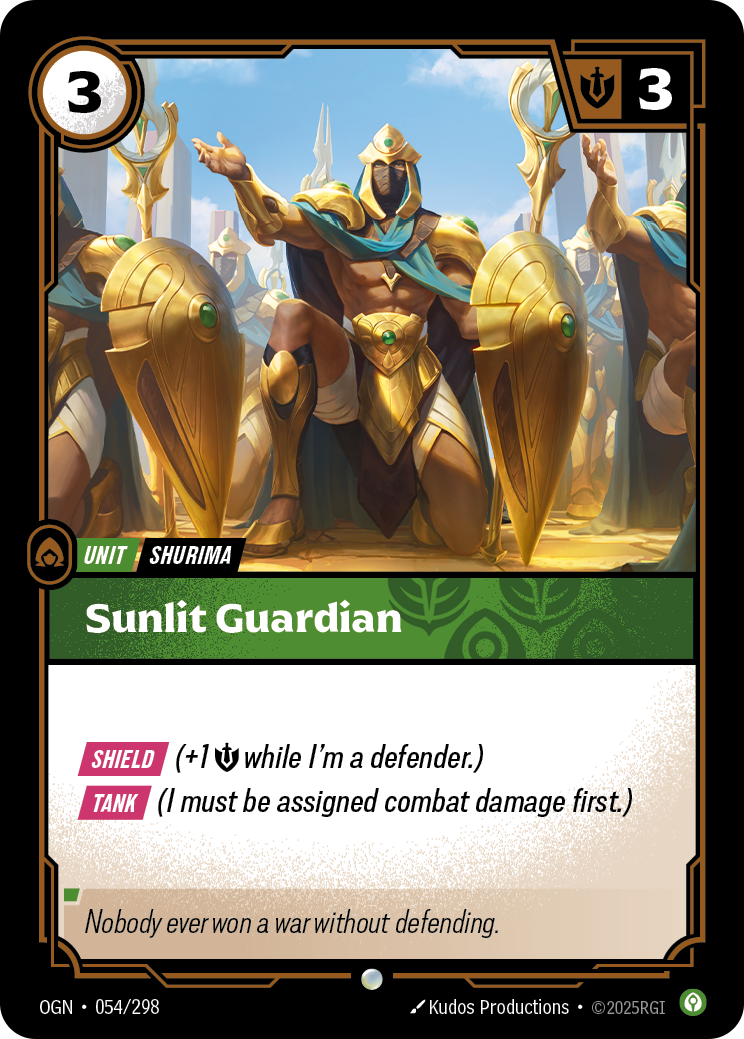 Sunlit Guardian — Common OGN-054, carta Riftbound