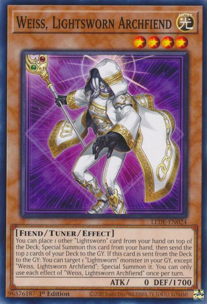 LEDE-EN024 * Weiss, Lightsworn Archfiend * Common * Legacy of Destruction