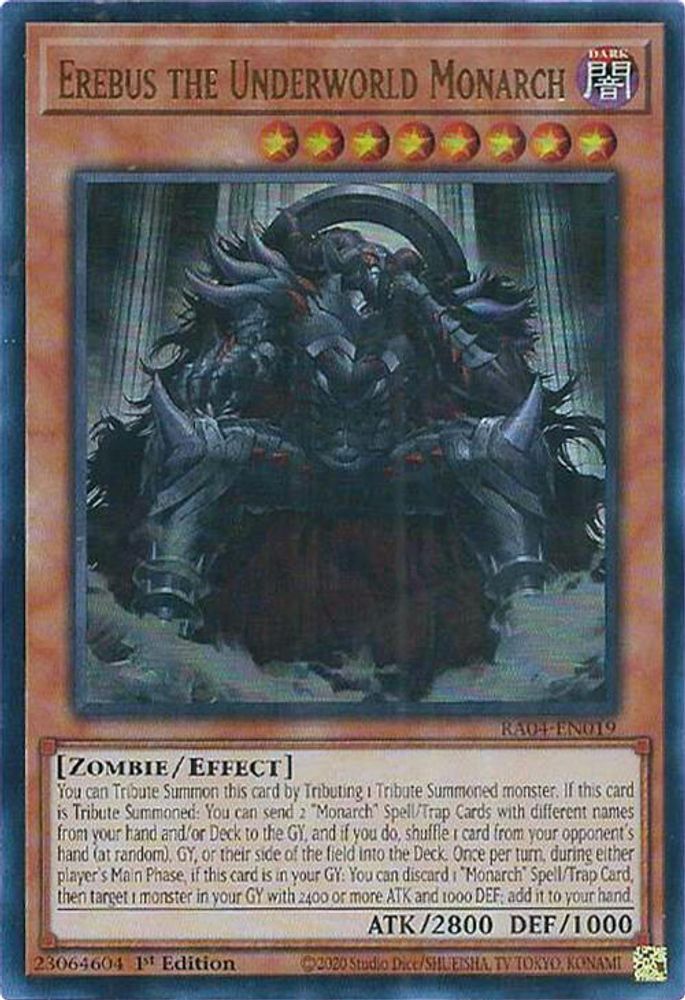 RA04-EN019 * Erebus The Underworld Monarch * Ultra Rare * Quarter Century Stampede