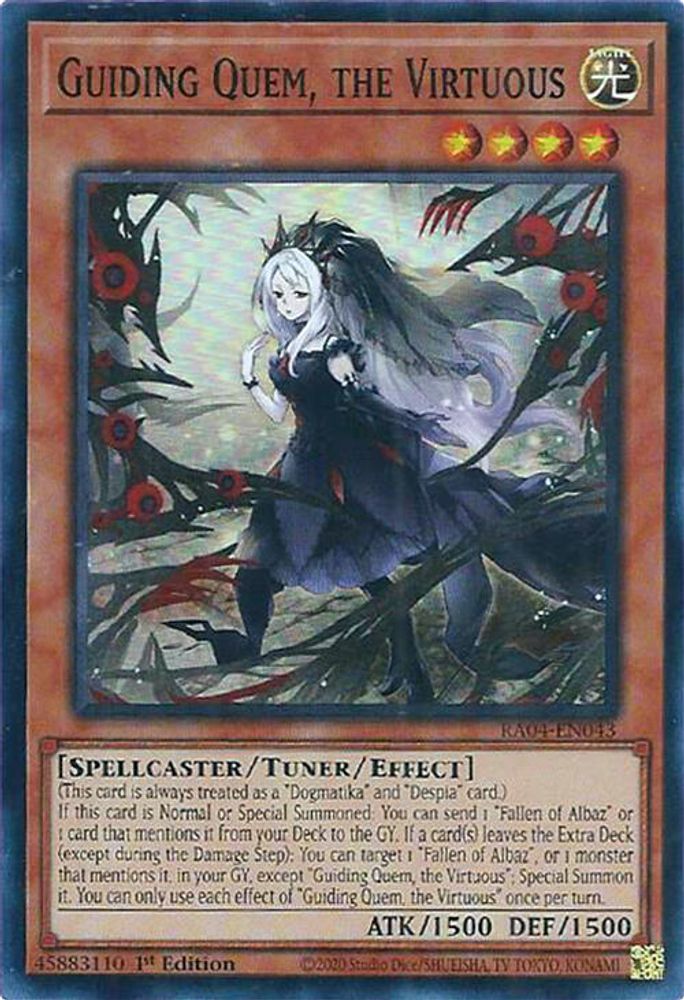 RA04-EN043 * Guiding Quem, The Virtuous * Super Rare * Quarter Century Stampede