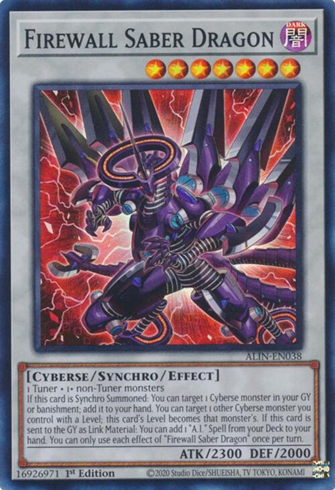ALIN-EN038 * Firewall Saber Dragon * Super Rare * Alliance Insight