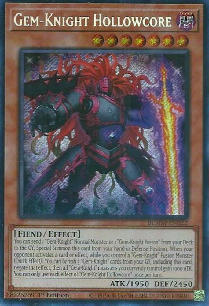 BLMM-EN022 * Gem-Knight Hollowcore * Secret Rare * Battles of Legend: Monster Mayhem