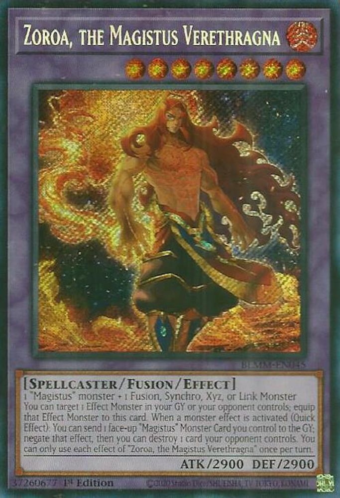 BLMM-EN045 * Zoroa, the Magistus Verethragna * Secret Rare * Battles of Legend: Monster Mayhem
