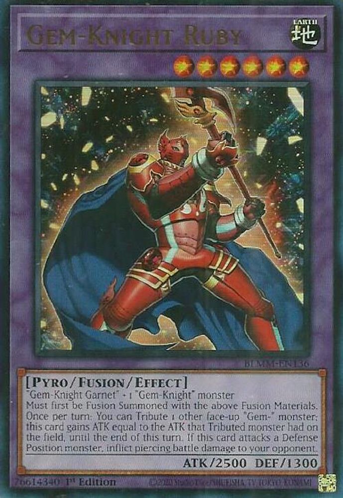 BLMM-EN136 * Gem-Knight Ruby * Ultra Rare * Battles of Legend: Monster Mayhem