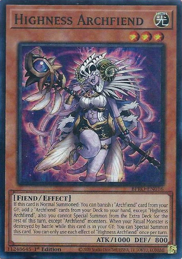 BPRO-EN016 * Highness Archfiend * Super Rare * Burst Protocol