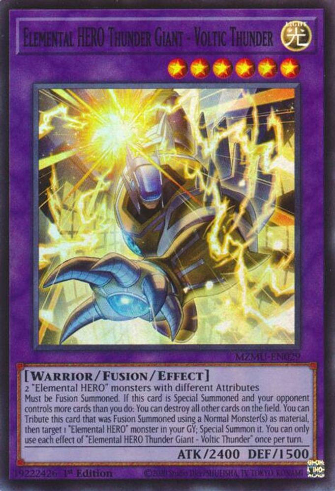 MZMU-EN029 * Elemental HERO Thunder Giant - Voltic Thunder * Super Rare * Maze of Muertos
