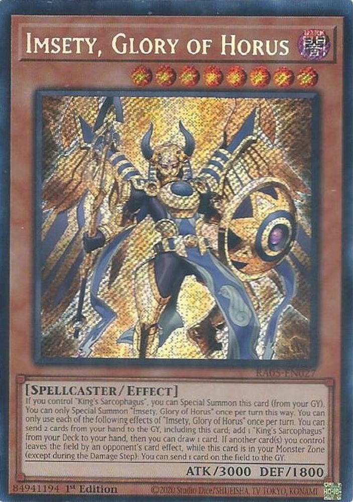 RA05-EN027 * Imsety, Glory of Horus * Secret Rare * Rarity Collection 5