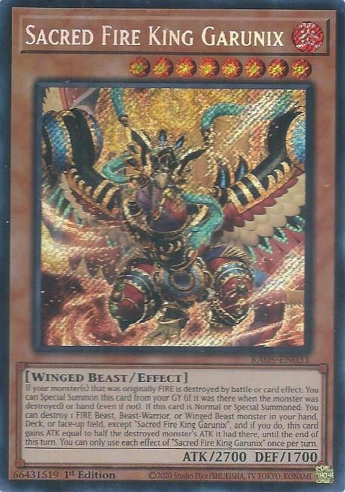RA05-EN031 * Sacred Fire King Garunix * Secret Rare * Rarity Collection 5