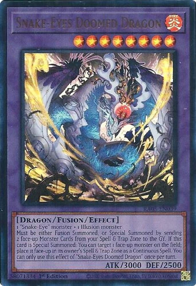 RA05-EN039 * Snake-Eyes Doomed Dragon * Ultra Rare * Rarity Collection 5