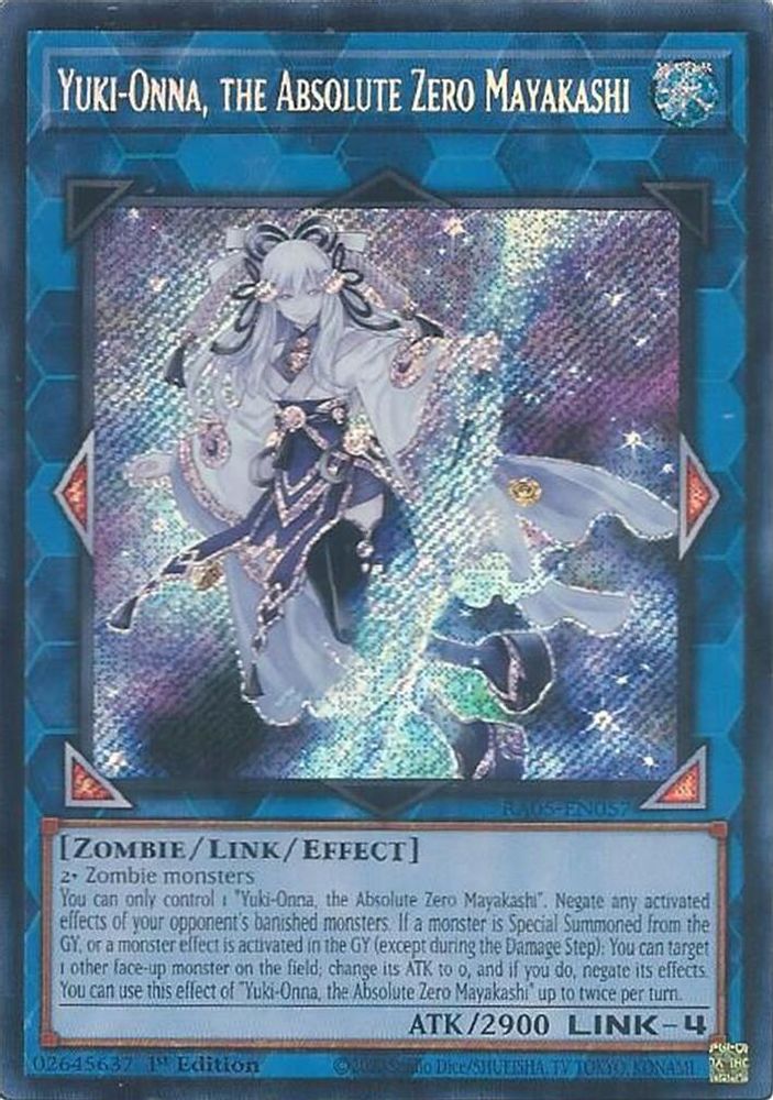 RA05-EN057 * Yuki-Onna, the Absolute Zero Mayakashi * Secret Rare * Rarity Collection 5