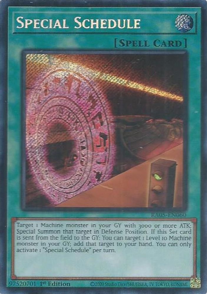 RA05-EN060 - Special Schedule - Secret Rare - Rarity Collection 5