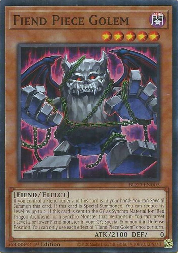 YuGiOh Trading Card Game Blazing Dominion Common Fiend Piece Golem BLZD-EN003