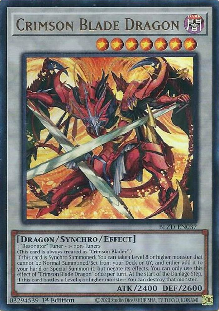BLZD-EN037 - Crimson Blade Dragon - Ultra Rare - Blazing Dominion
