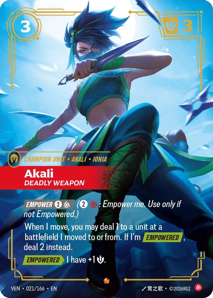 021/166 * Akali, Deadly Weapon (Foil) * Epic * Vendetta