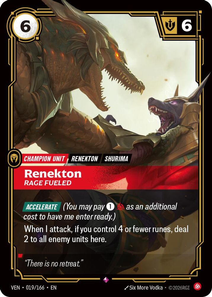 019/166 * Renekton, Rage Fueled (Foil) * Rare * Vendetta