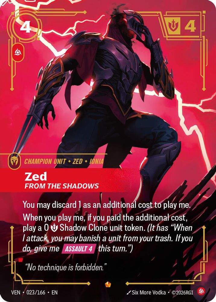 023/166 * Zed, From the Shadows (Foil) * Epic * Vendetta