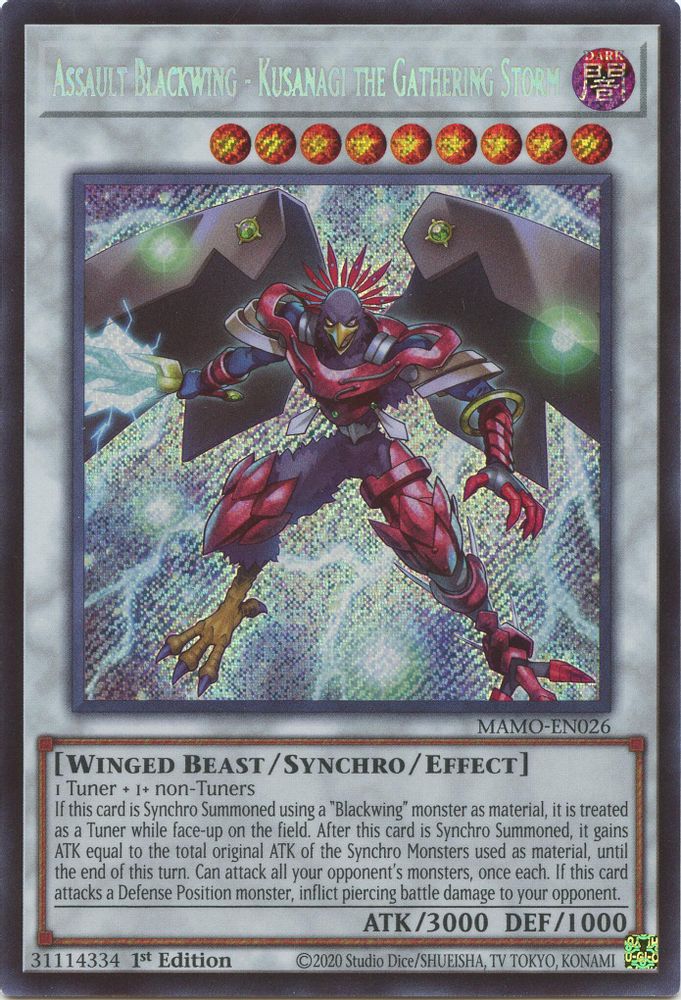 MAMO-EN026 * Assault Blackwing - Kusanagi the Gathering Storm * Secret Rare * Magnificent Monsters