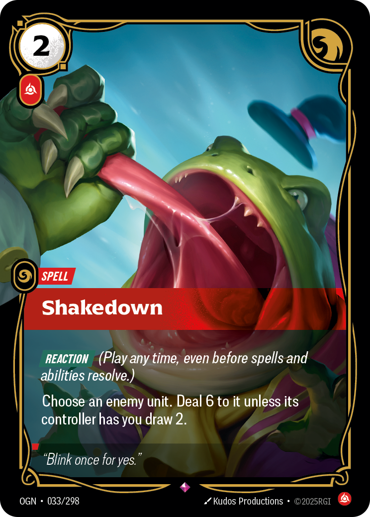 Shakedown — Rare OGN-033, carta Riftbound