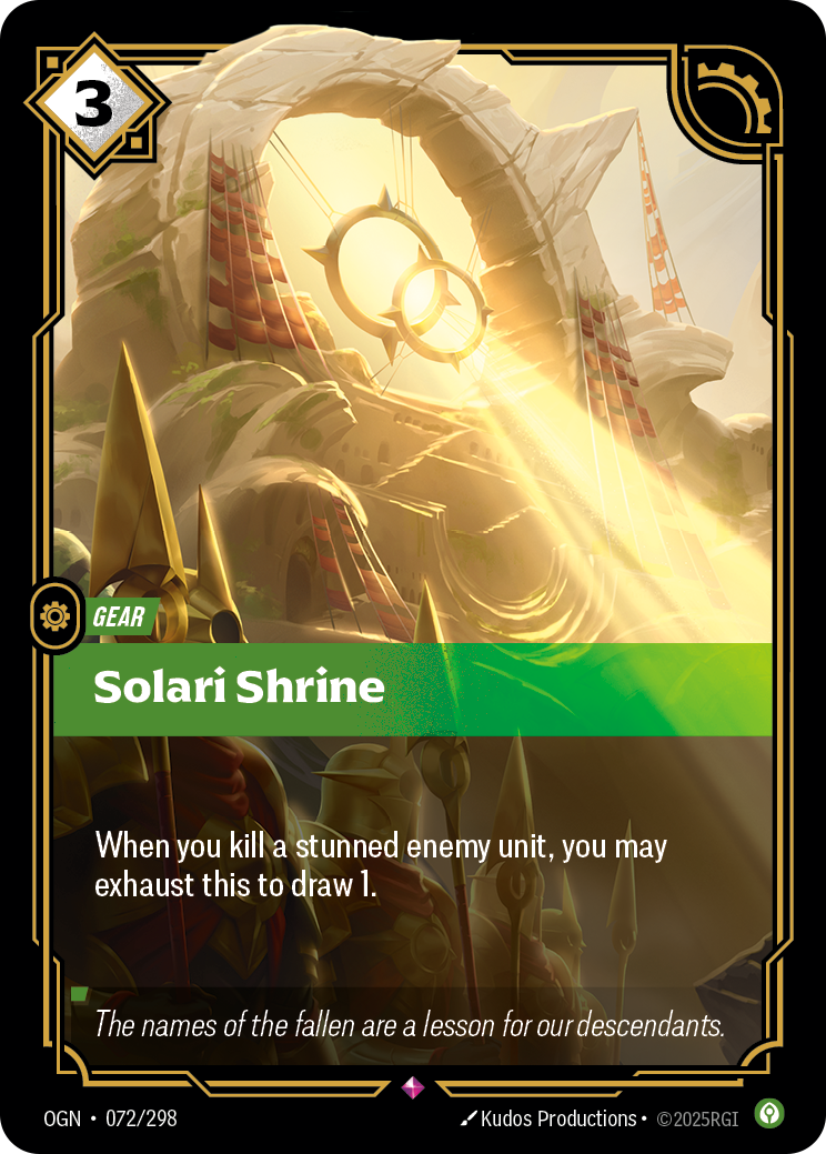 Solari Shrine — Rare OGN-072, carta Riftbound
