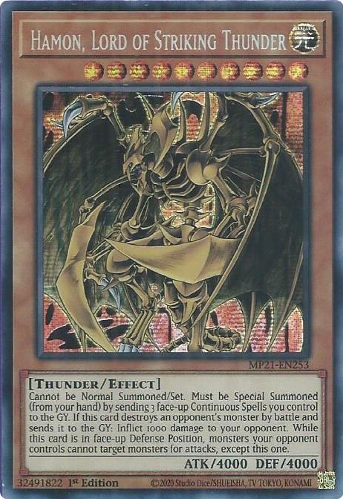 Hamon, Lord of Striking Thunder * Prismatic Secret Rare * MP21-EN253