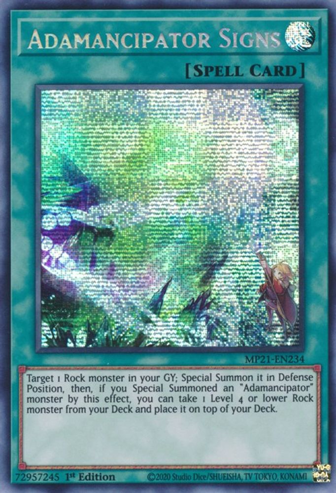 MP21-EN234 * Adamancipator Signs * Prismatic Secret Rare * 2021 Tin of Ancient Battles