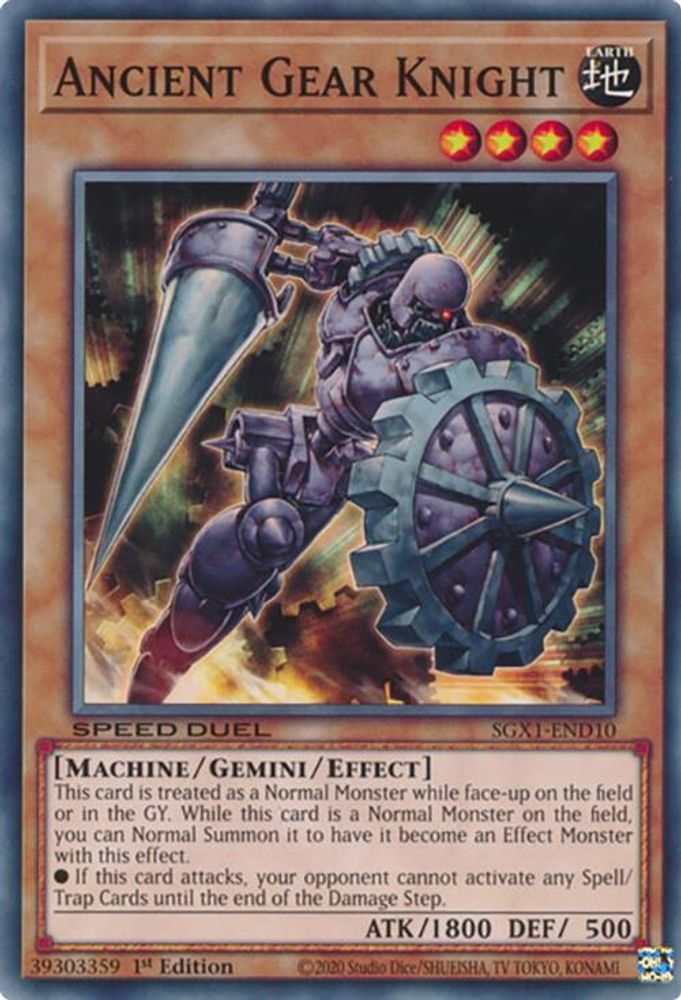 SGX1-END10 * Ancient Gear Knight * Common * Speed Duel GX: Duel Academy Box