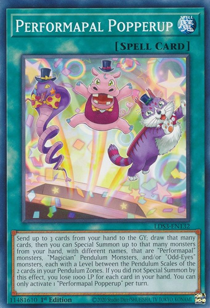 LDS3-EN132 * Performapal Popperup * Common * Legendary Duelists: Season 3