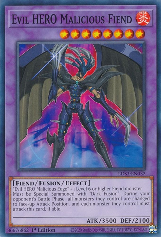LDS3-EN032 * Evil HERO Malicious Fiend * Common * Legendary Duelists: Season 3