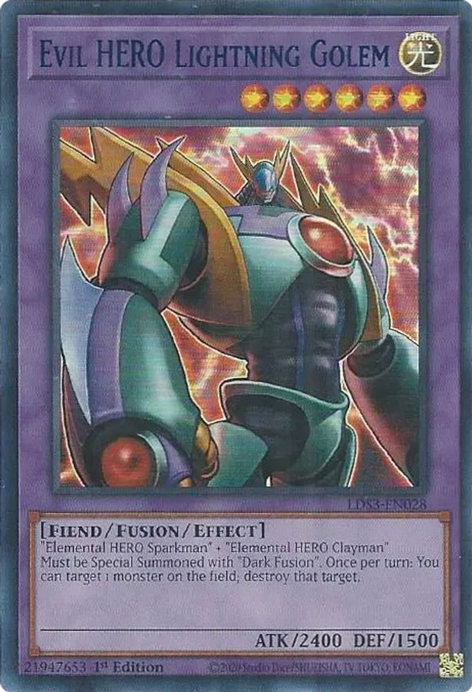 LDS3-EN028 * Evil HERO Lightning Golem * Ultra Rare * Legendary Duelists: Season 3