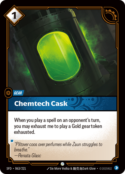 Chemtech Cask — Common Foil SFD-063, carta Riftbound