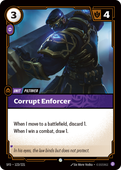 Corrupt Enforcer — Common Foil SFD-123, carta Riftbound