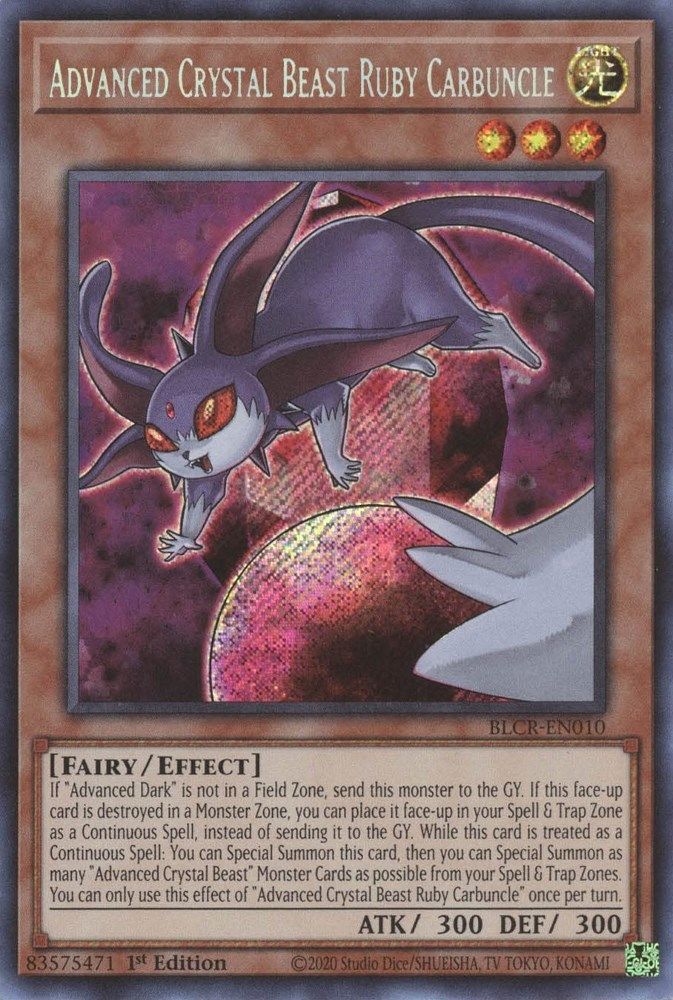Advanced Crystal Beast Ruby Carbuncle * Secret Rare * BLCR-EN010