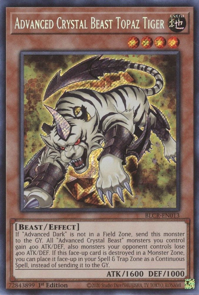 Advanced Crystal Beast Topaz Tiger * Secret Rare * BLCR-EN013