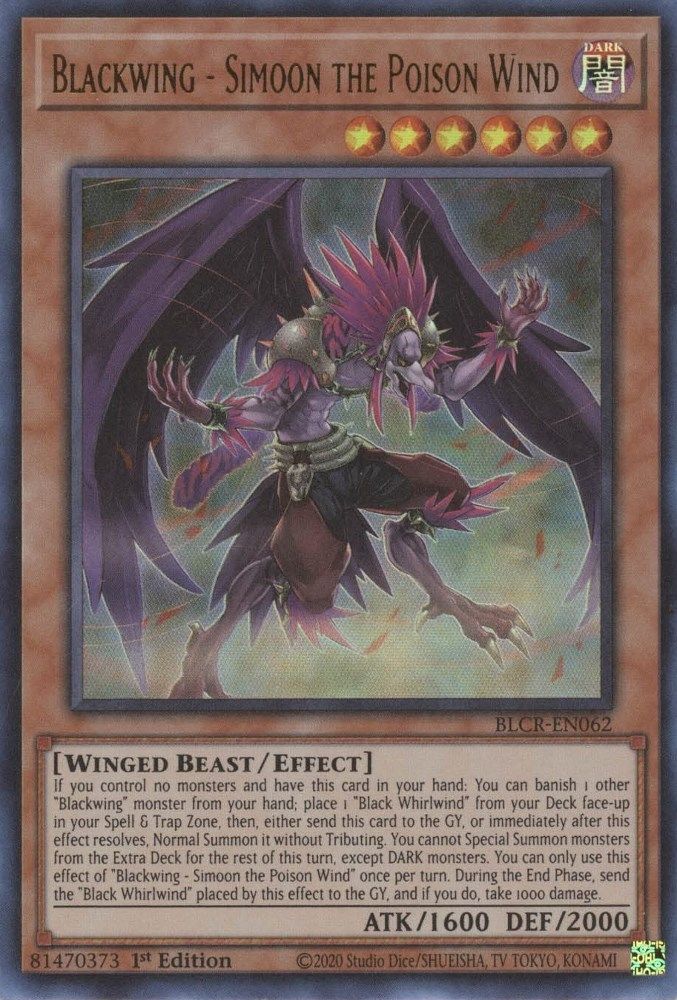BLCR-EN062 * Blackwing - Simoon the Poison Wind * Ultra Rare * Battles of Legend: Crystal Revenge