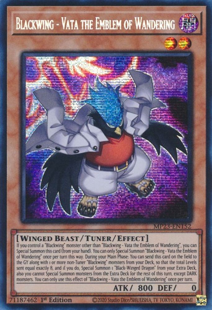Blackwing - Vata the Emblem of Wandering * Prismatic Secret Rare * MP23-EN152