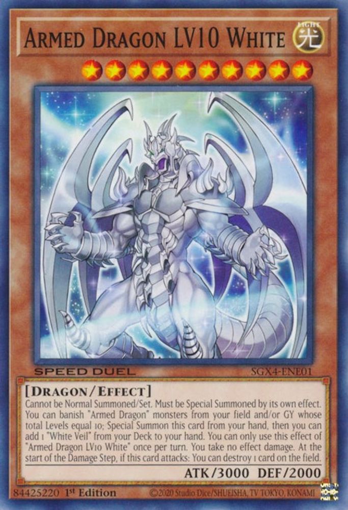 SGX4-ENE01 * Armed Dragon LV10 White * Common * Speed Duel GX: Midterm Destruction