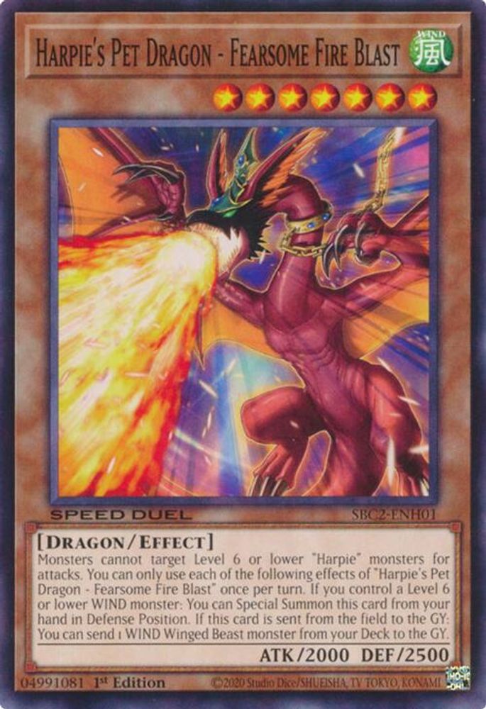SBC2-ENH01 * Harpie's Pet Dragon - Fearsome Fire Blast * Common * Speed Duel: Battle City Finals