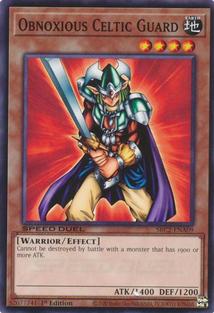 SBC2-ENA09 * Obnoxious Celtic Guard * Common * Speed Duel: Battle City Finals