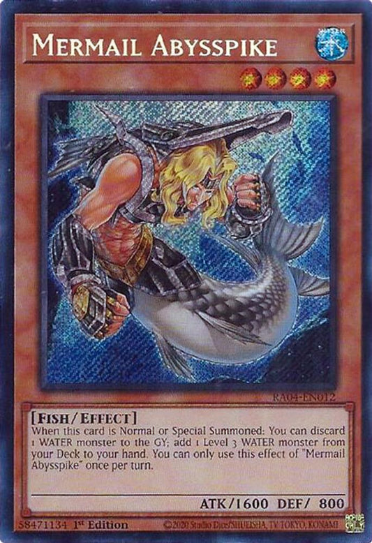 RA04-EN012 * Mermail Abysspike * Secret Rare * Quarter Century Stampede