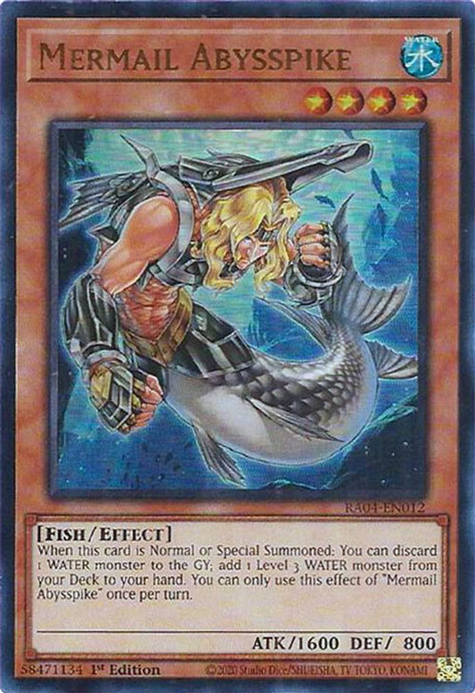 RA04-EN012 * Mermail Abysspike * Ultra Rare * Quarter Century Stampede