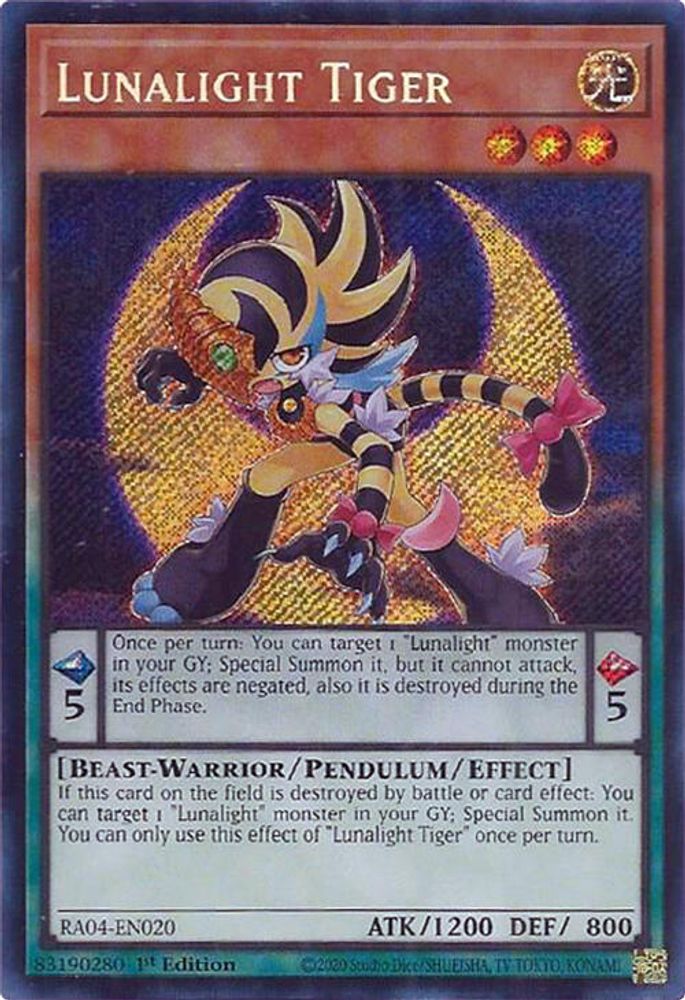 RA04-EN020 * Lunalight Tiger * Secret Rare * Quarter Century Stampede