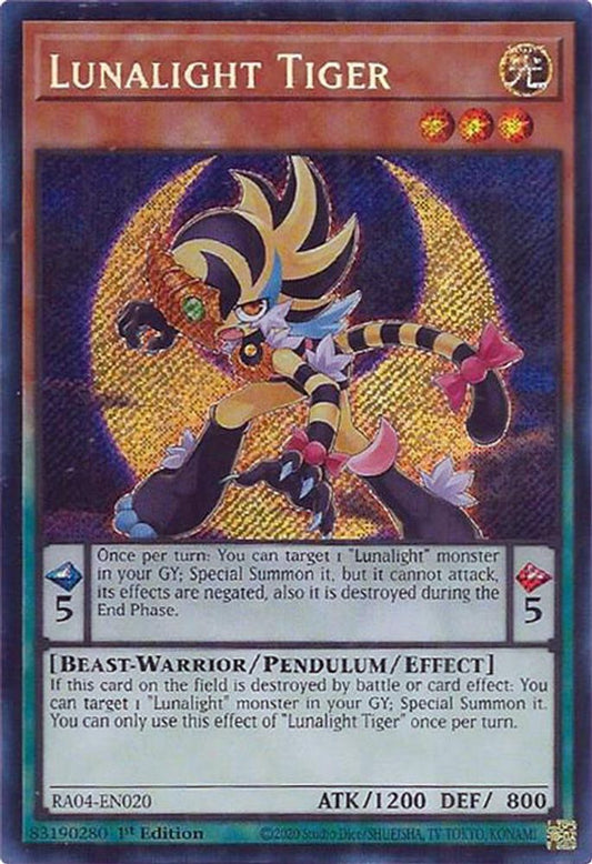 RA04-EN020 * Lunalight Tiger * Secret Rare * Quarter Century Stampede