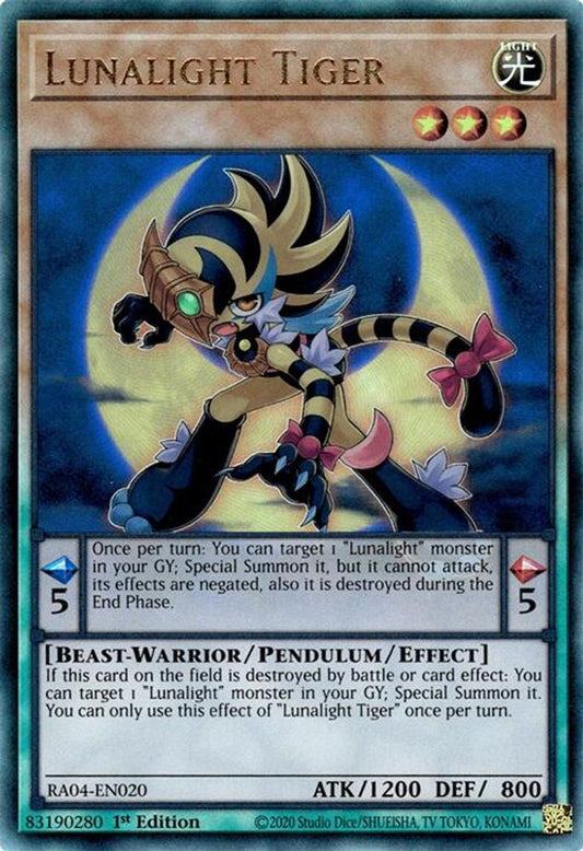 RA04-EN020 * Lunalight Tiger * Prismatic Ultimate Rare * Quarter Century Stampede