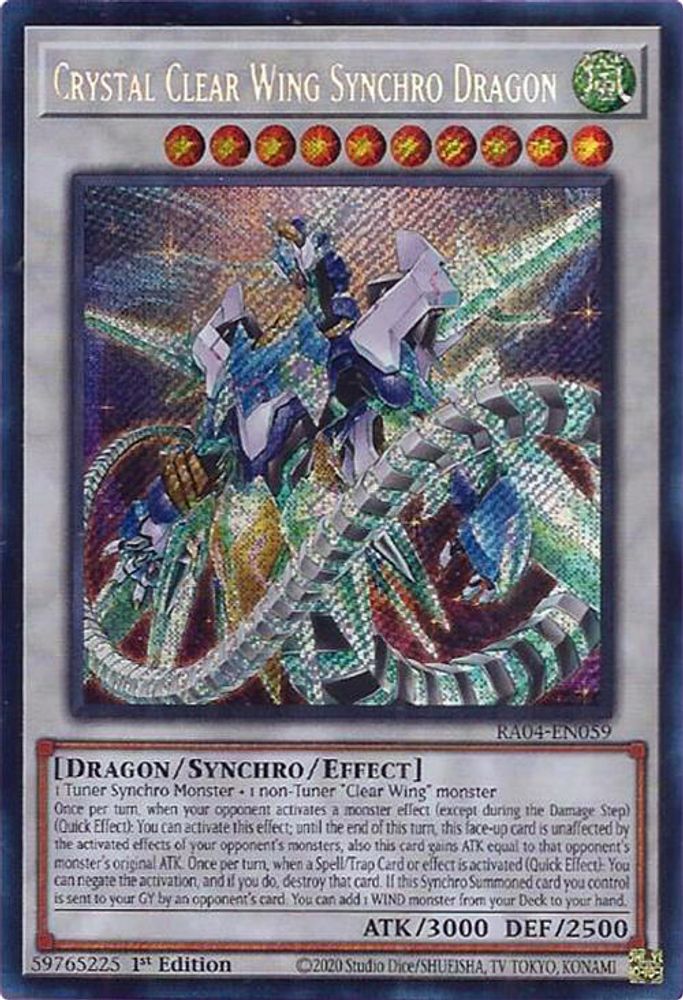 RA04-EN059 * Crystal Clear Wing Synchro Dragon * Secret Rare * Quarter Century Stampede