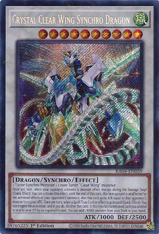 Crystal Clear Wing Synchro Dragon * Secret Rare * RA04-EN059